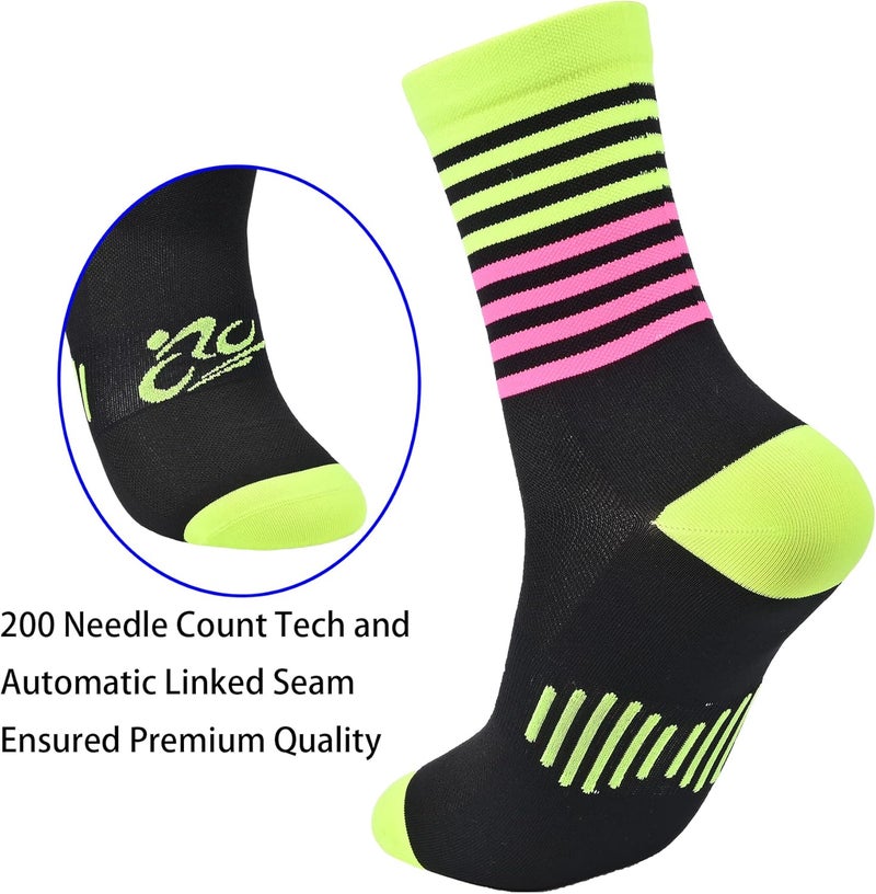 WindCrosser Mens and Womens Anti Odor Blister Resistant Seamless Thin Compression Quarter Crew Athletic Cycling Socks - Image 4